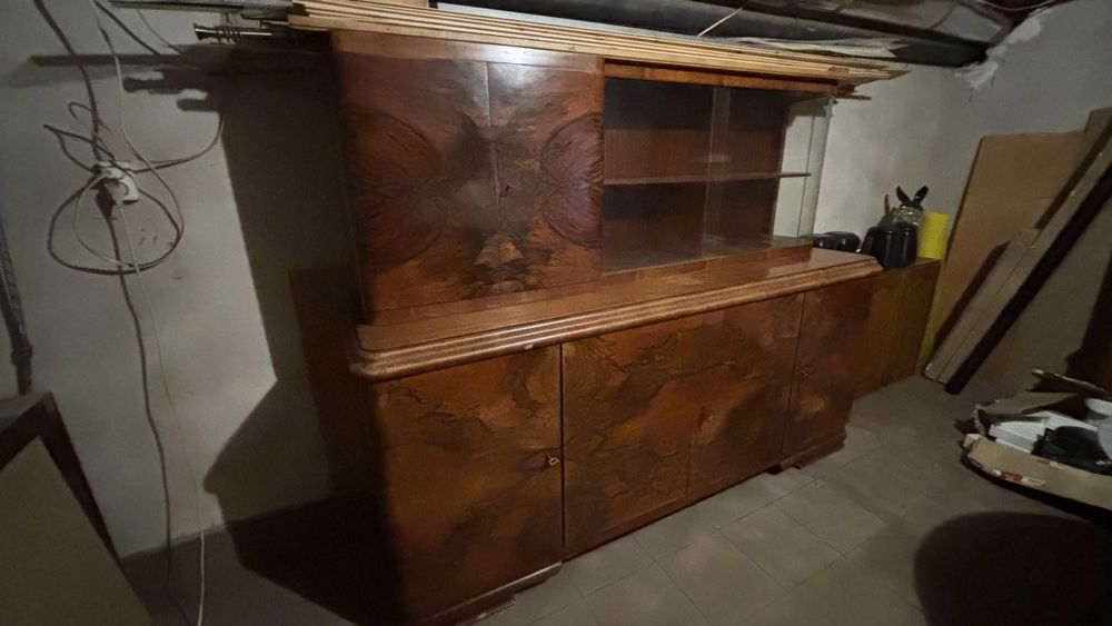 Wyjątkowy kredens oraz komoda Art Deco, fornir orzechowy, początki XXw