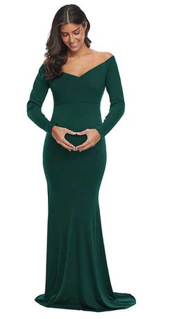 Sukienka do sesji ciążowej, brzuszkowej zielona butelkowa zieleń S M L