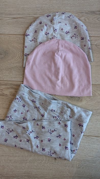 Шапка 2шт +хомут трикотажна подвійна для дівчинки 2-3роки