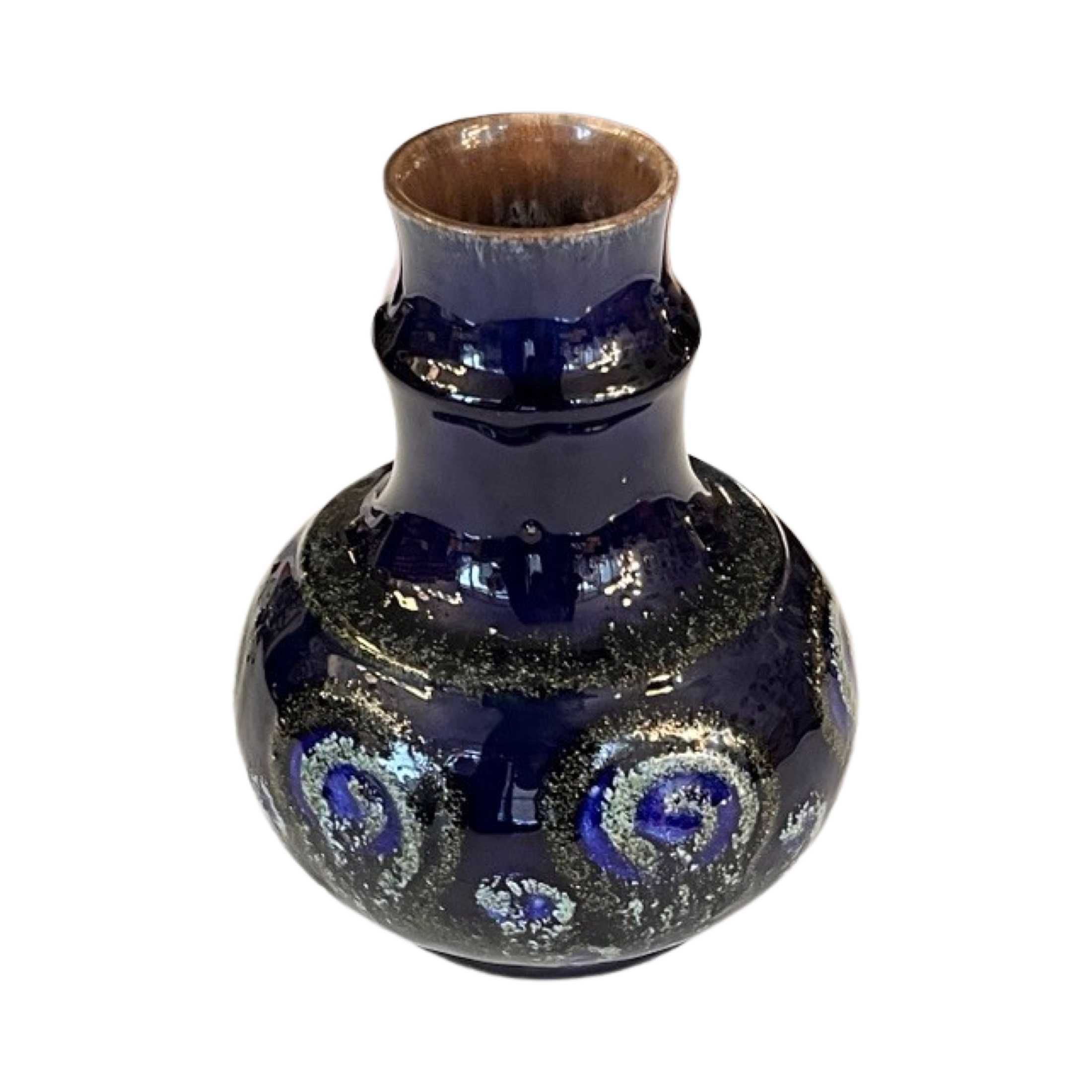 Kobaltowy ceramiczny wazon Strehla Keramik, Niemcy lata 60.