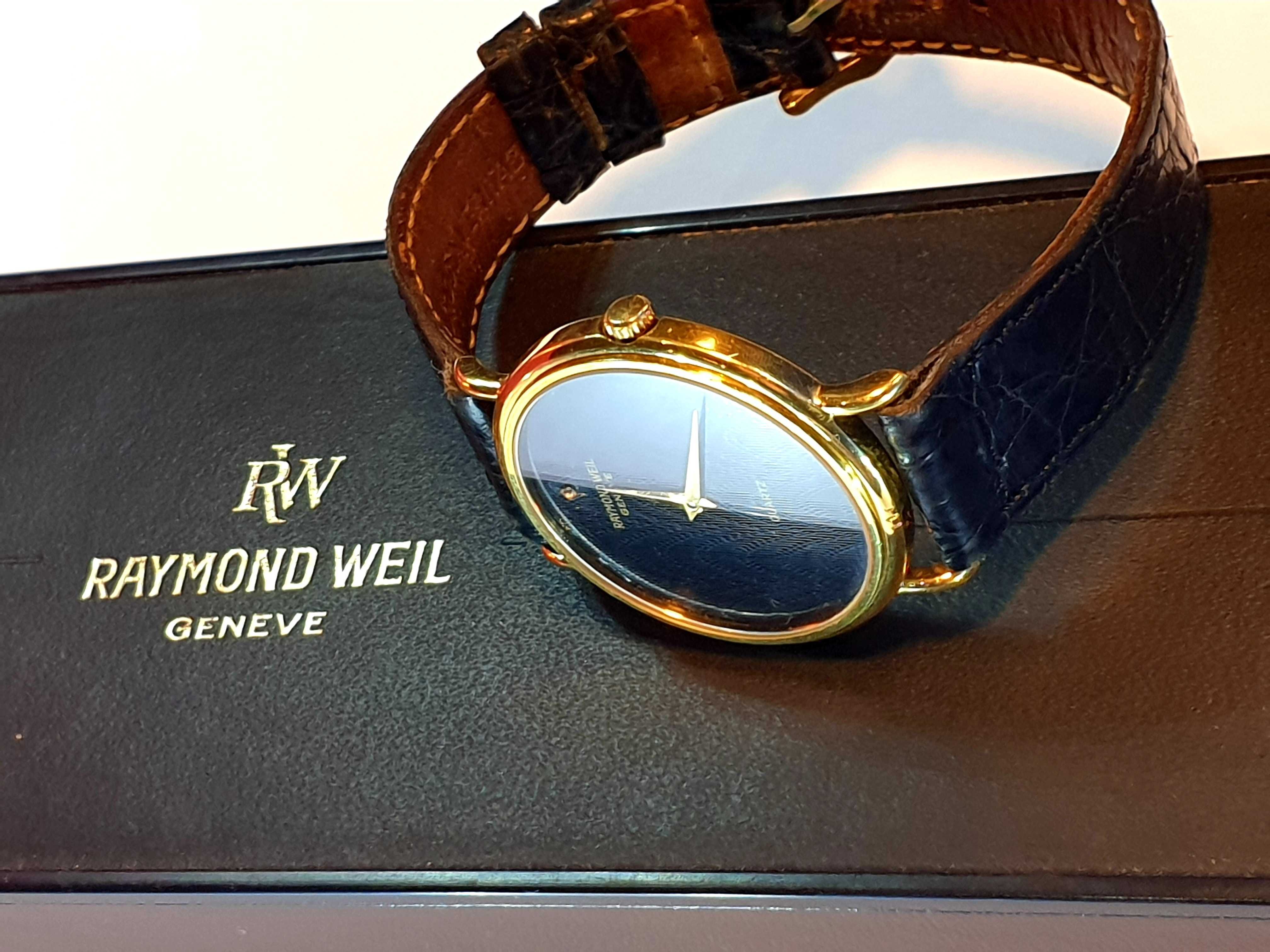 Raymond Weil złocony 18K meski zegarek kwarcowy SWISS