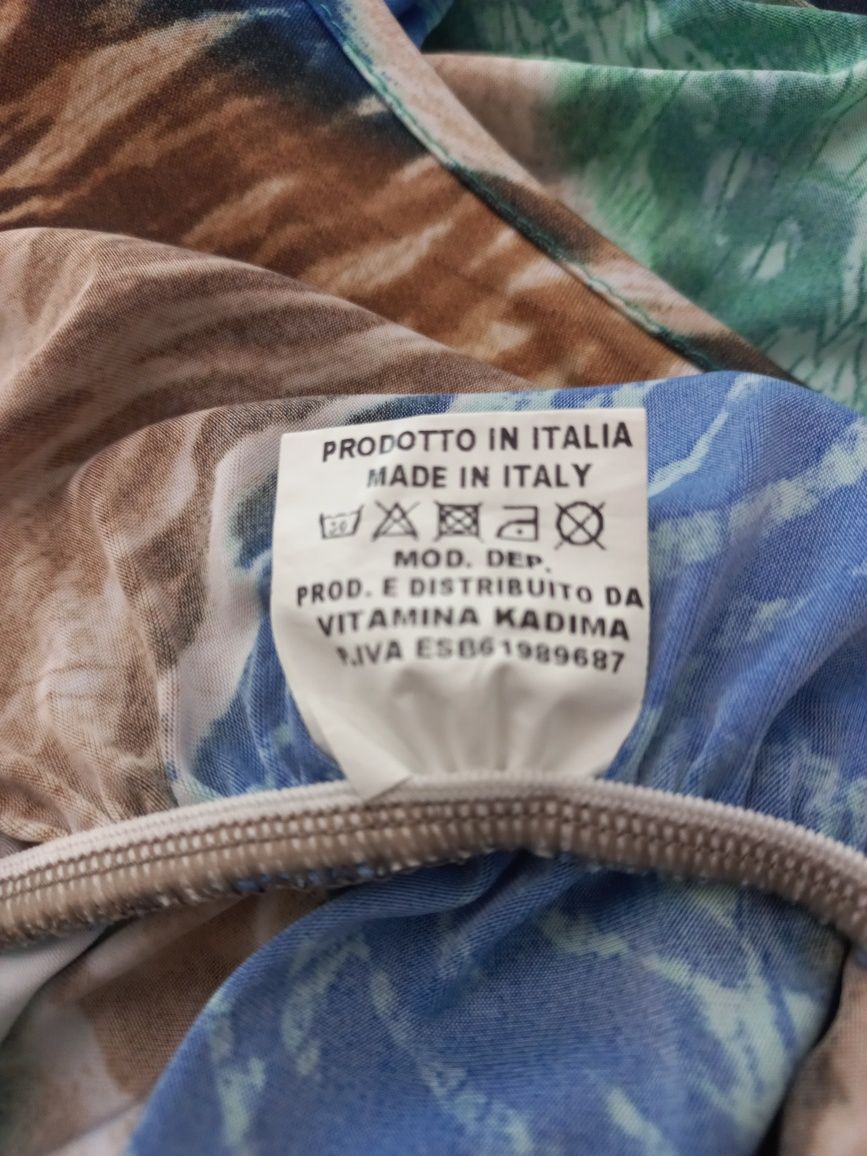 Vestido/túnica novo em tons de verde, azul e castanho