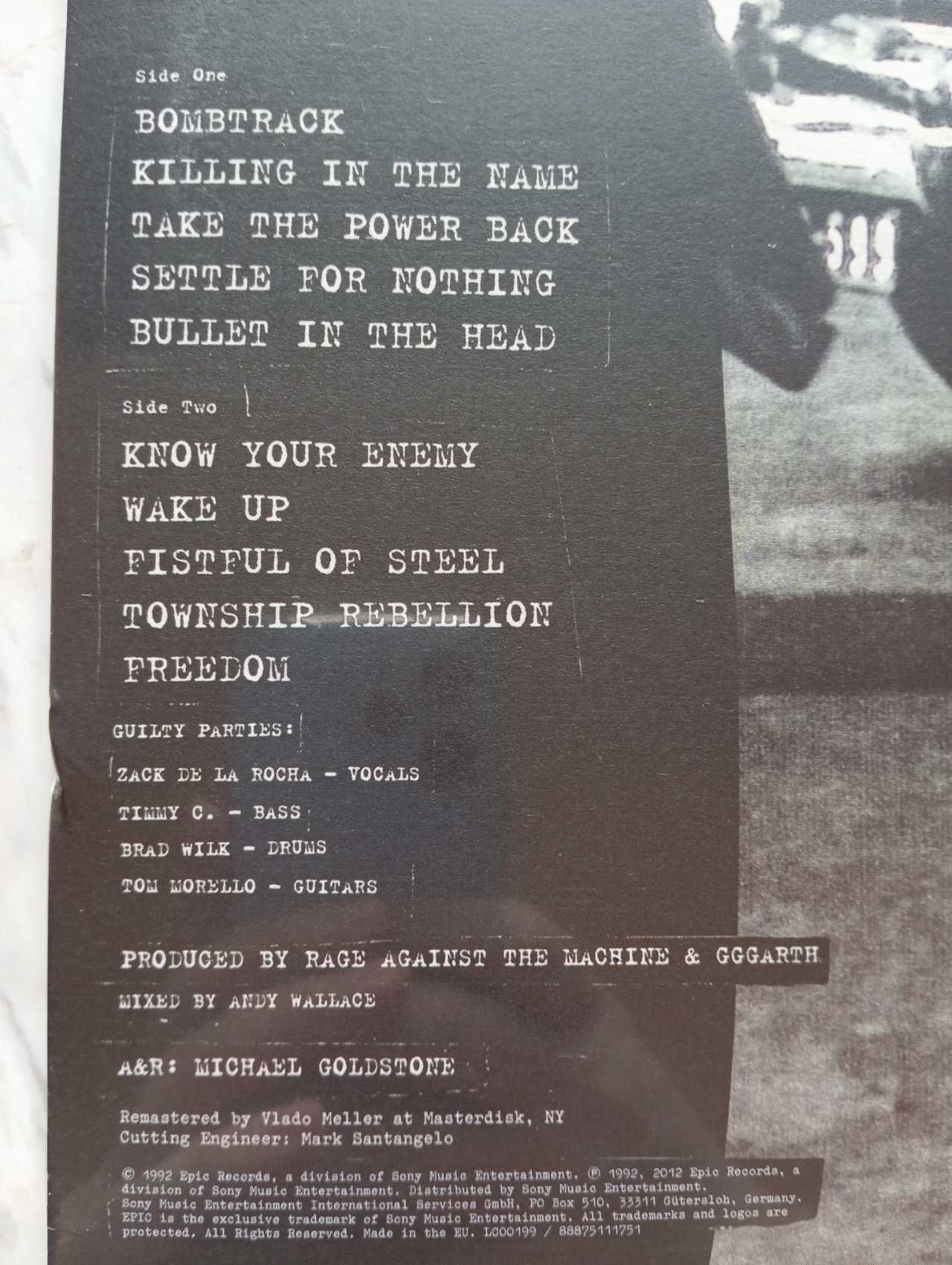 Rage Against The Machine LP Winyl - nowy w folii