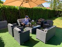 Nicea XXL zestaw technorattan szary sofa 4xfotel ława