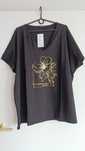 Bluzka t-shirt plus size, bawełniana, złoty wzór 48/50/52/54