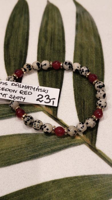 Bransoletka z naturalnych kamieni Jaspis dalmatyński