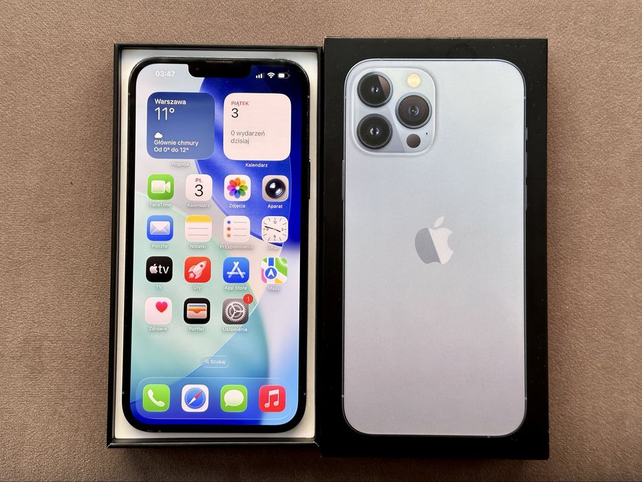 100% bateria - 256gb iPhone 13 Pro Max - Sierra Blue / niebieski