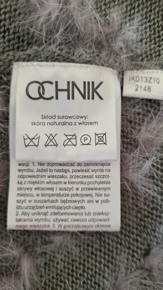 Ochnik kamizelka ocieplacz. Futro królika. Srebrna szara. S M L XL