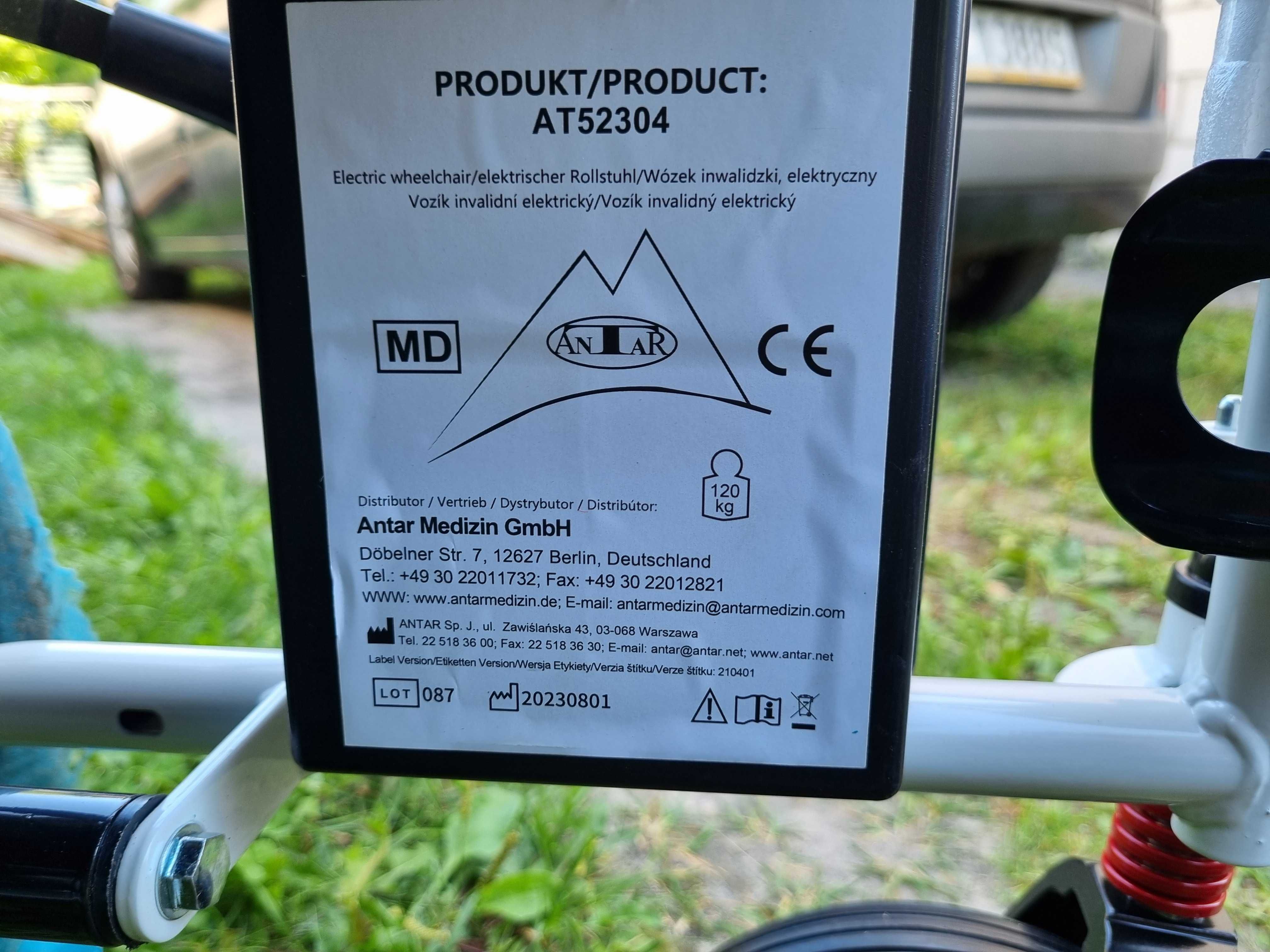 Wózek inwalidzki elektr.składany.AT52304 Antar Radom Nowy