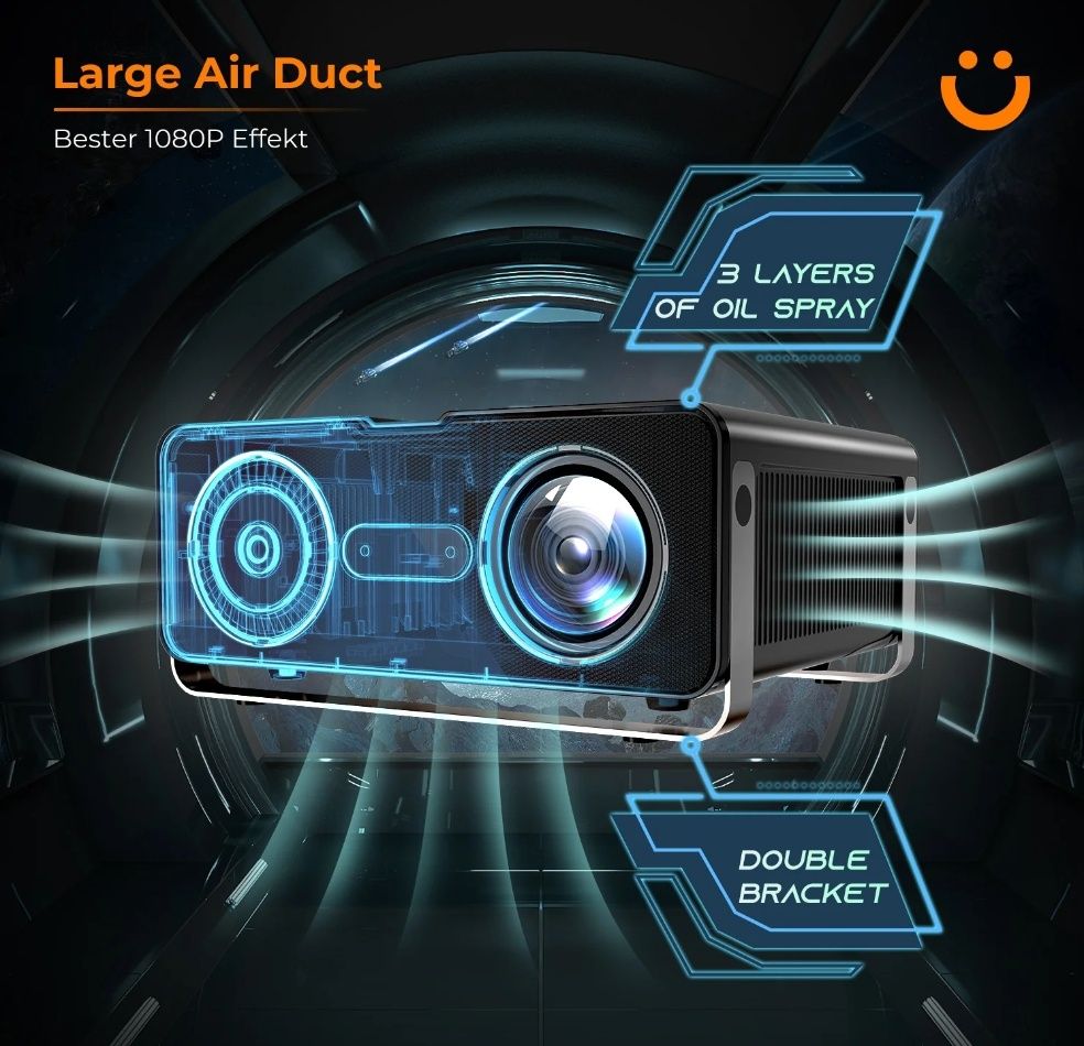 Projector 9500 lumens + WiFi + Bluetooth + keystone 4D + Nativa 1080P