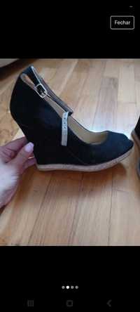 Sandálias pretas de cunha,Zara,novas,tamanho 37