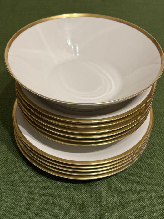 Talerze obiadowe porcelanowe złocone