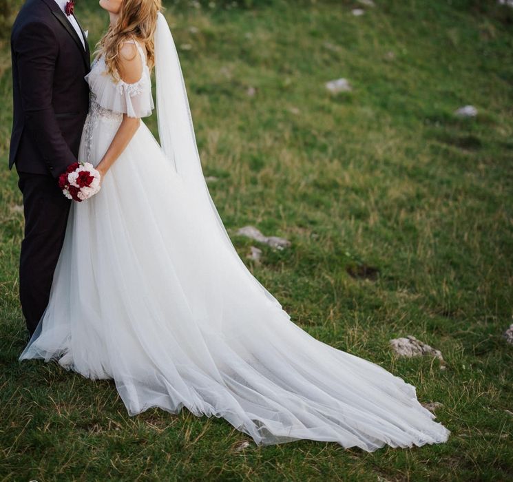 Suknia ślubna ivory koronka koraliki