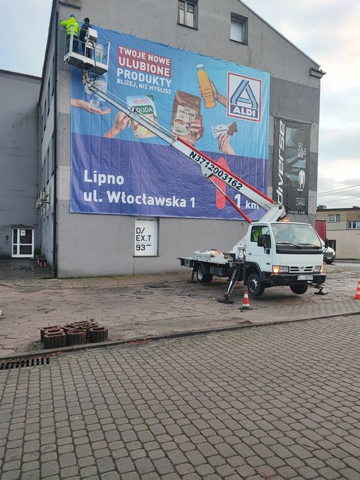 Usługi Podnośnikiem Koszowym,Zwyżka,Mycie Elewacji,Dachów,Paneli Fotow