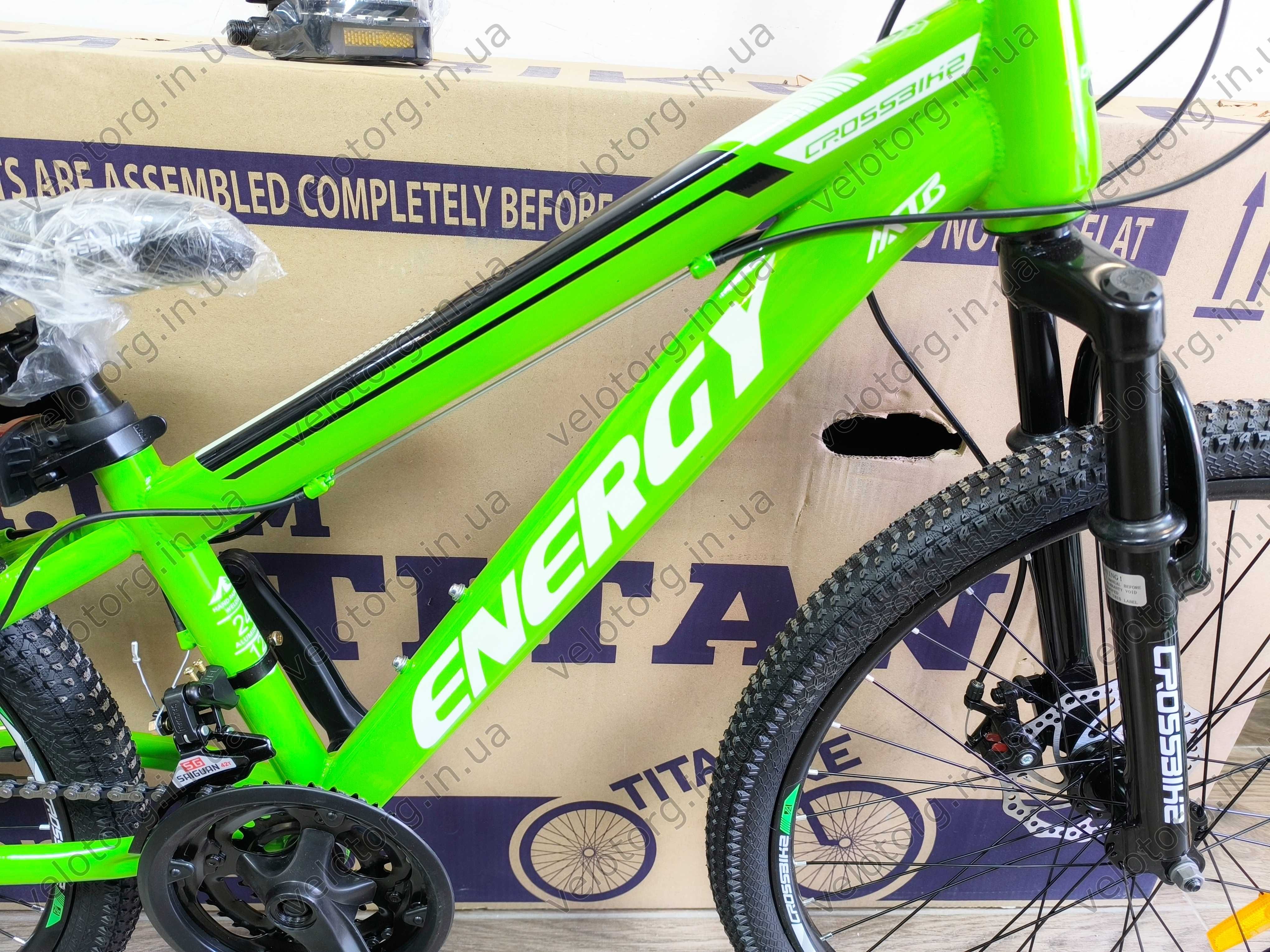 АКЦІЯ! Новий Велосипед Crossbike 24" Energy 2025 Рама 12 green Дитячий