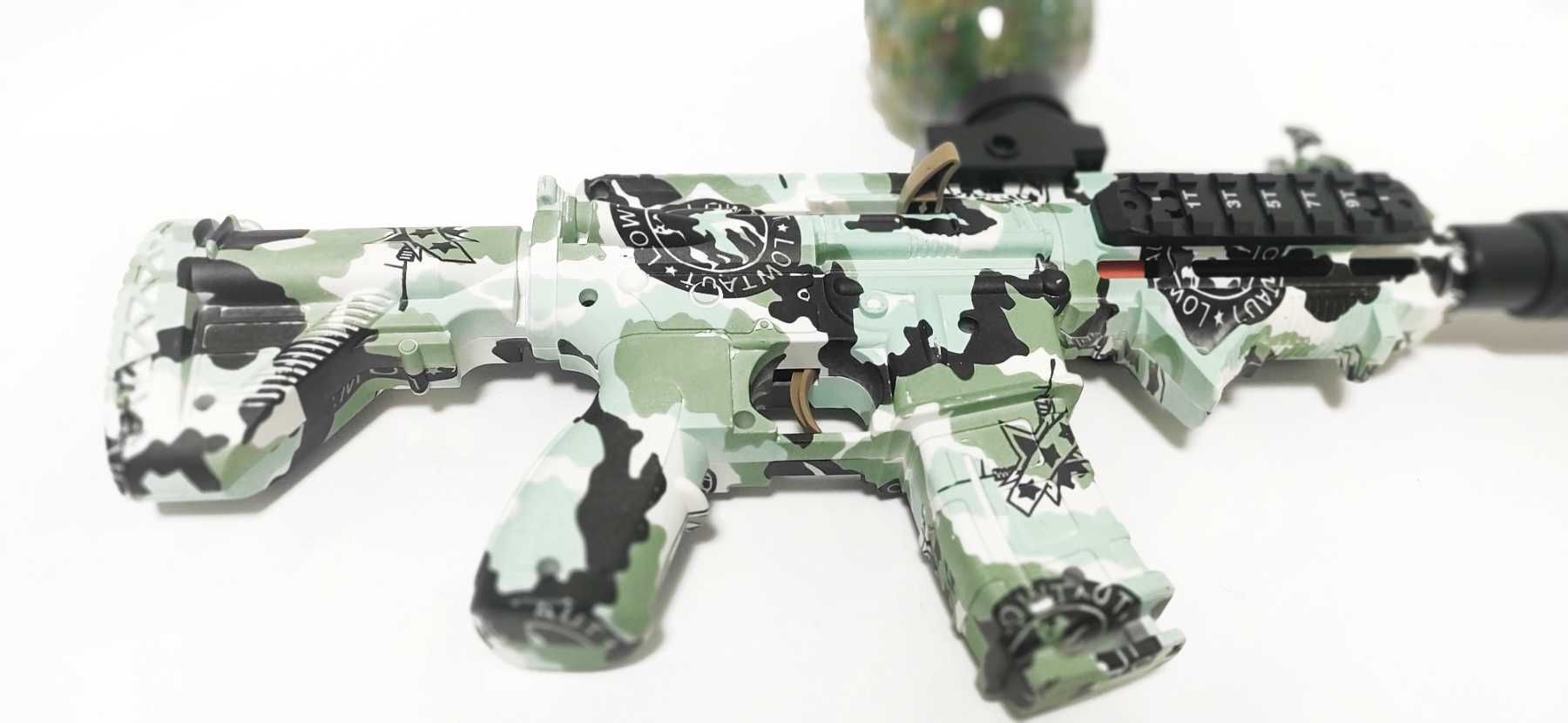 Автомат на орбізах М416 Green з глушником, що світиться, акум. 7.4V