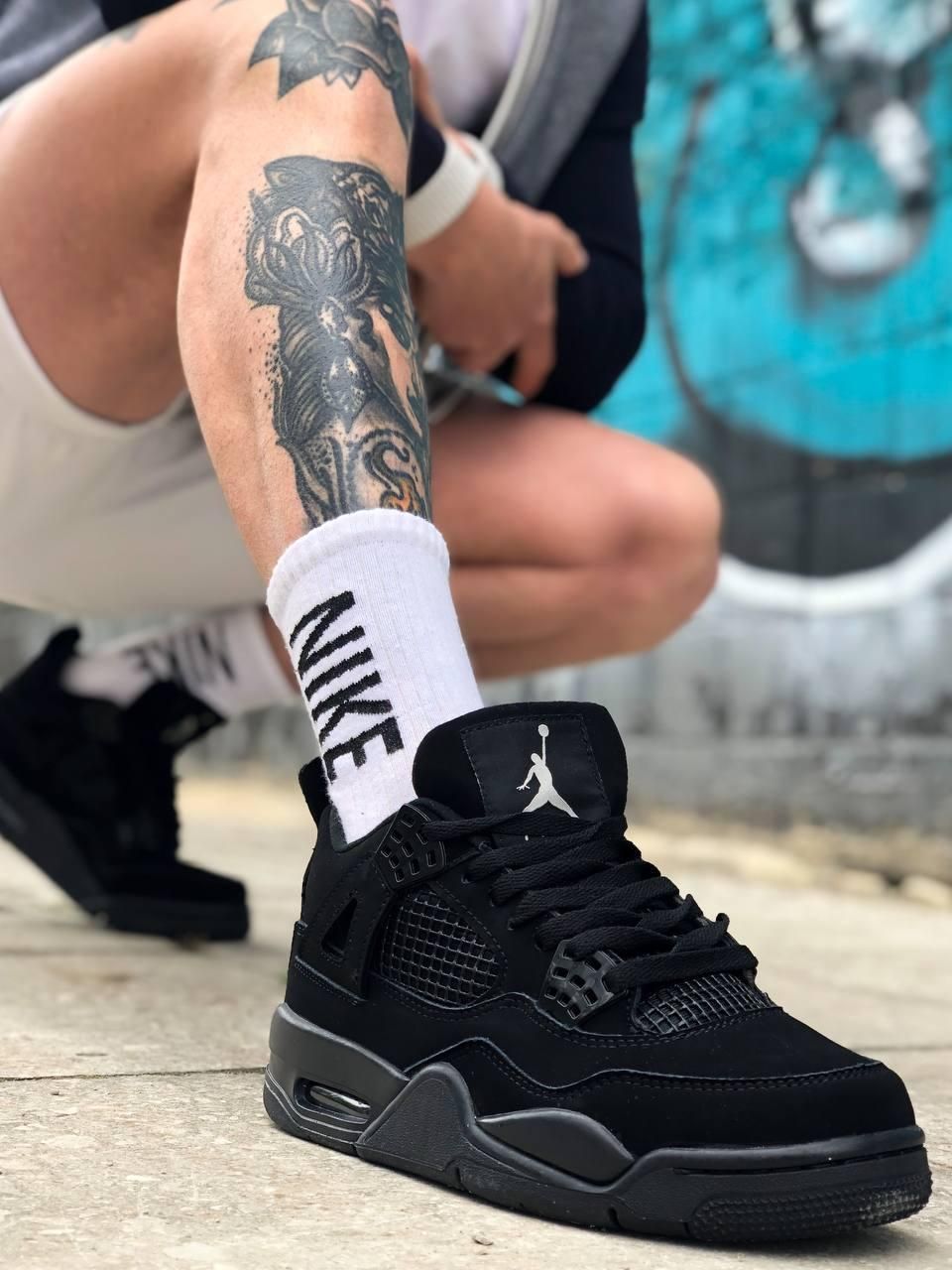 Кроссовки женские Air Jordan Retro 4 Black Найк БЕЗ НАЛОЖКИ