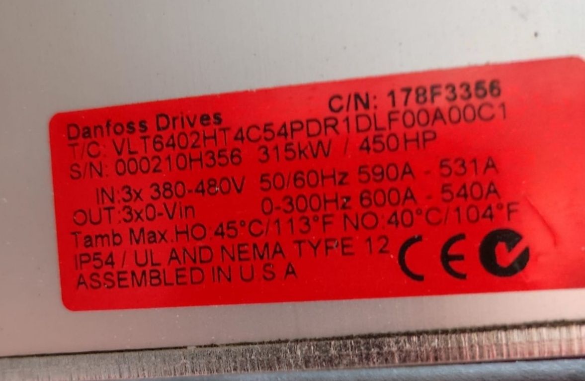 Danfoss 315kW VLT6402  falownik Gwarancja faktura wysyłka silniki