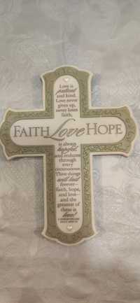 Ozdoba Kamienny krzyż dekoracja Wiara Nadzieja Miłość kamień