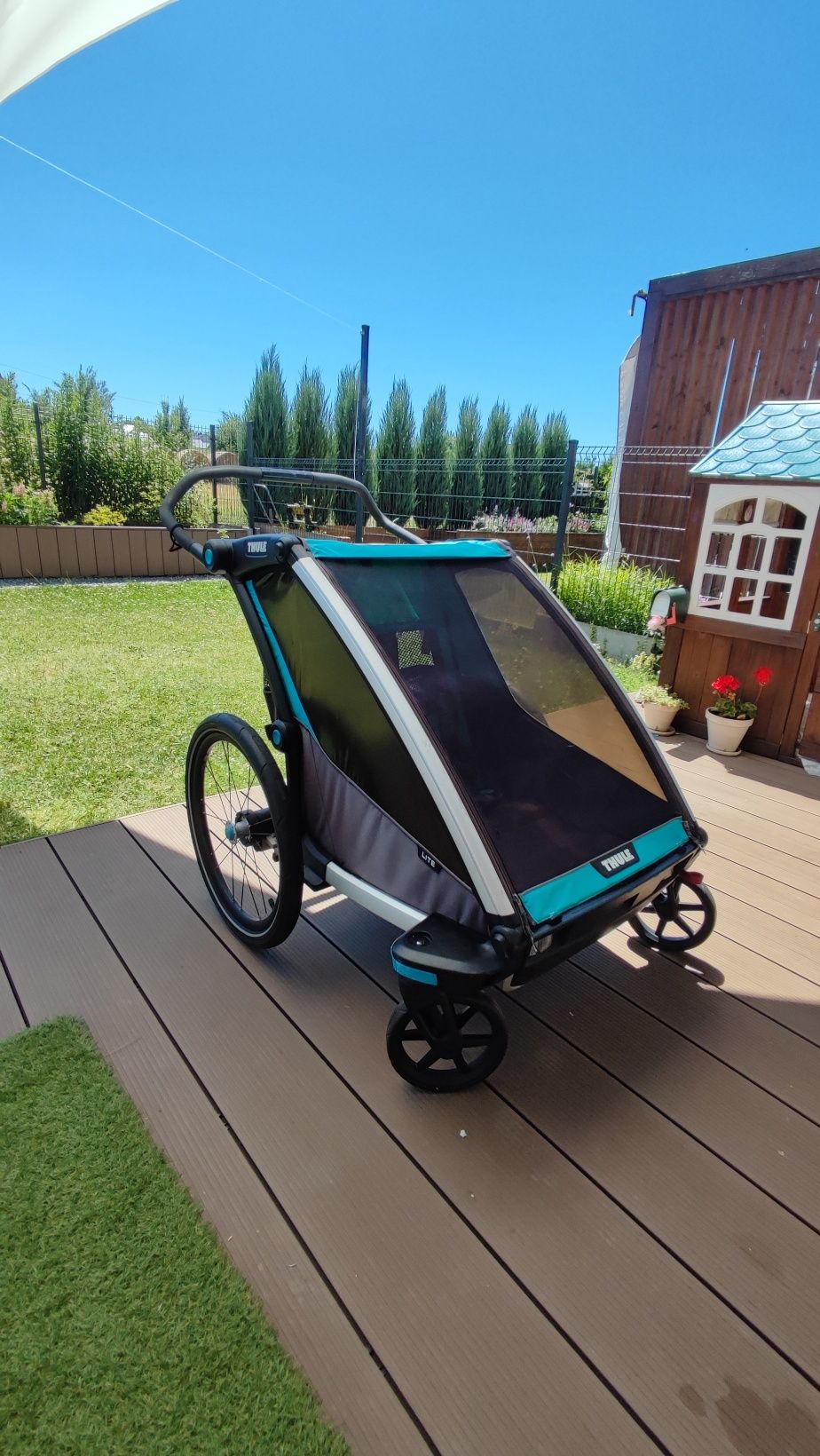 Przyczepka/ wózek Thule Chariot lite 2 dwu osobowa + osłonka przeciwde