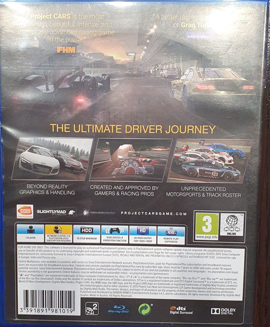 Gra na Playstation 4 Project Cars wersja pudełkowa Ps4
 Projec