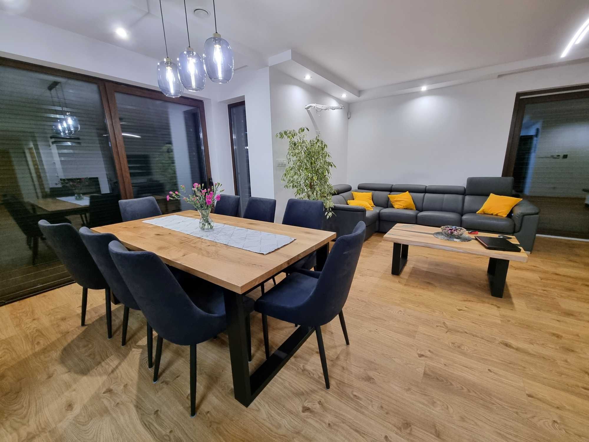 Stół drewniany dąb lity rozkładany rustic blat Warszawa