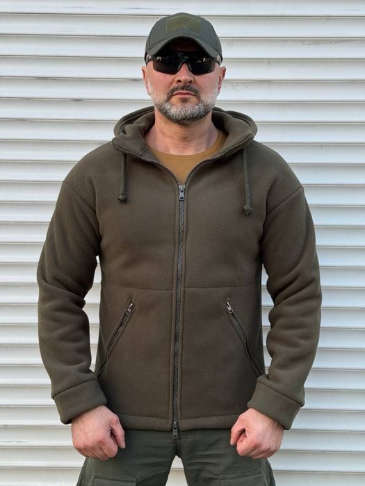 Кофта флісова тактична з капюшоном Грізлі Койот/Олива