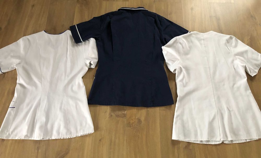 Bluzki medyczne R.M ( 38 )uniform, mundurek, fartuch, białe, granatowe