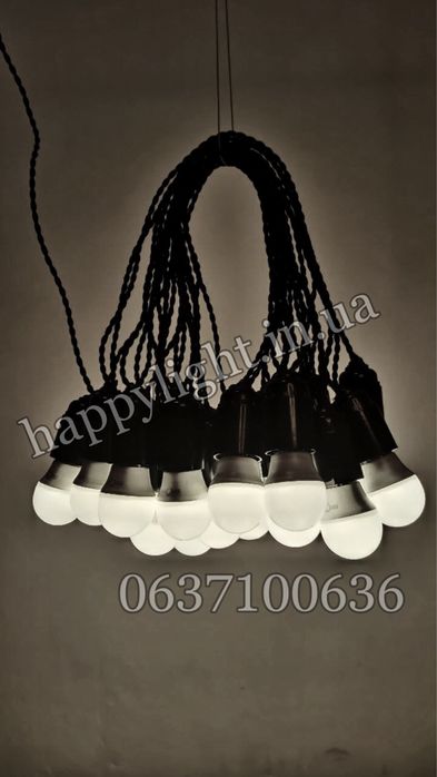 Гирлянда ретро лампы led/матовые/накаливания/филамент витой провод ч/б