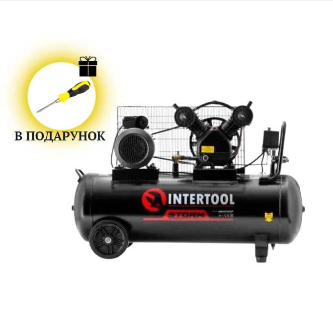 Компресор 100 л, 3 кВт, 500 л/хв, STORM INTERTOOL PT-0014 + ПОДАРУНОК