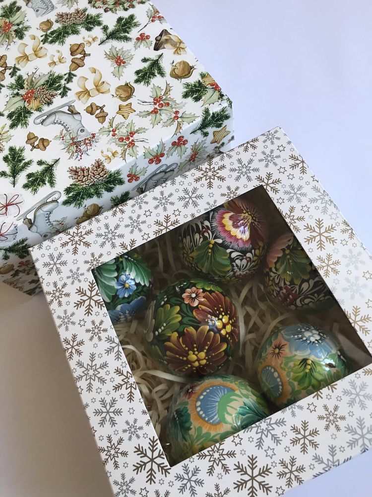 Набір новорічні кульки Петриківський розпис handmade