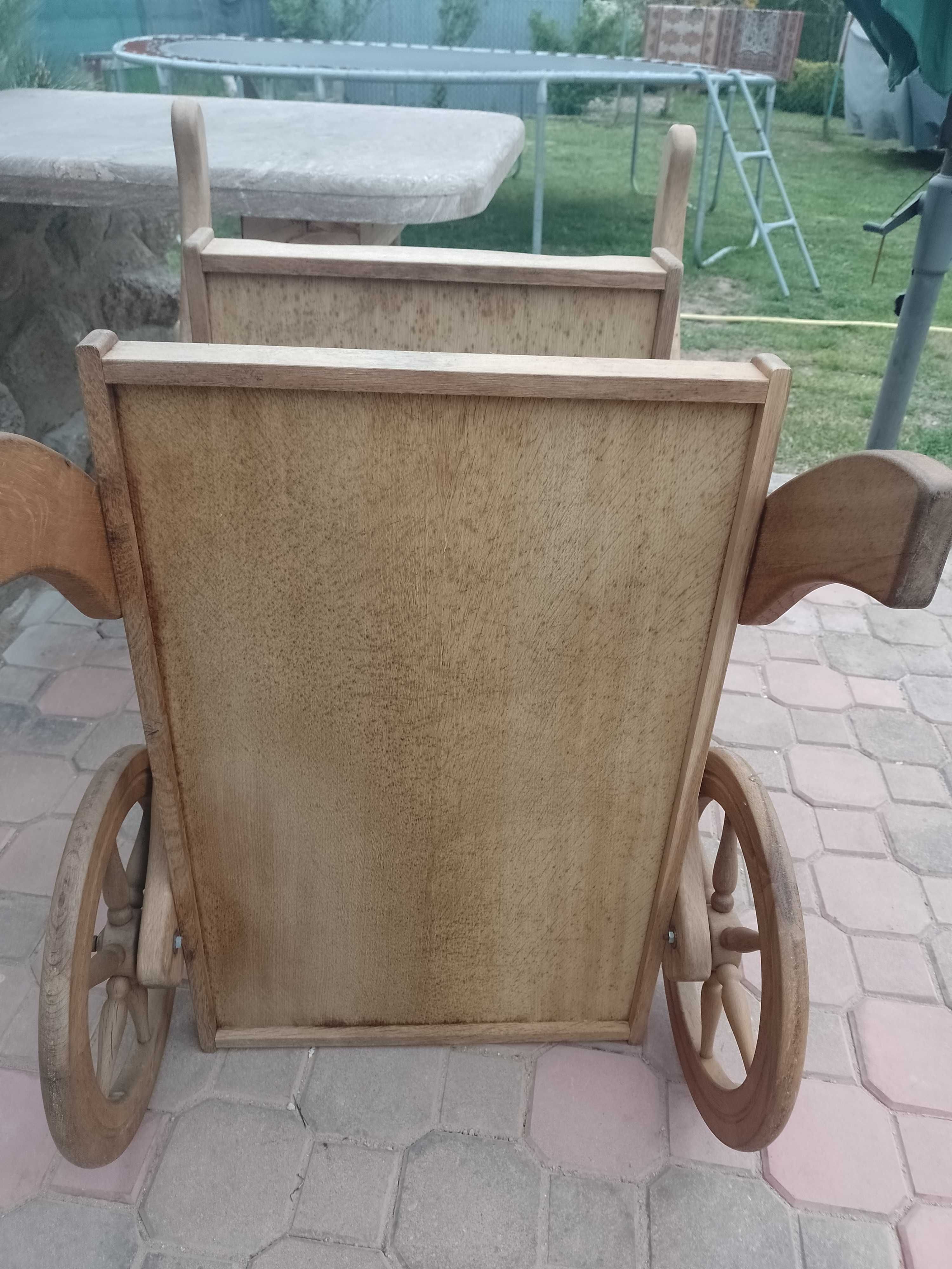 (stary) wózek deserowy, wózek barowy z drewna