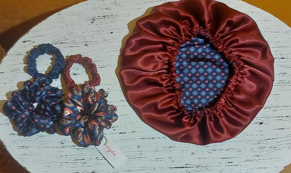 Jedwabny czepek rozmiar M,  scrunchies S I L