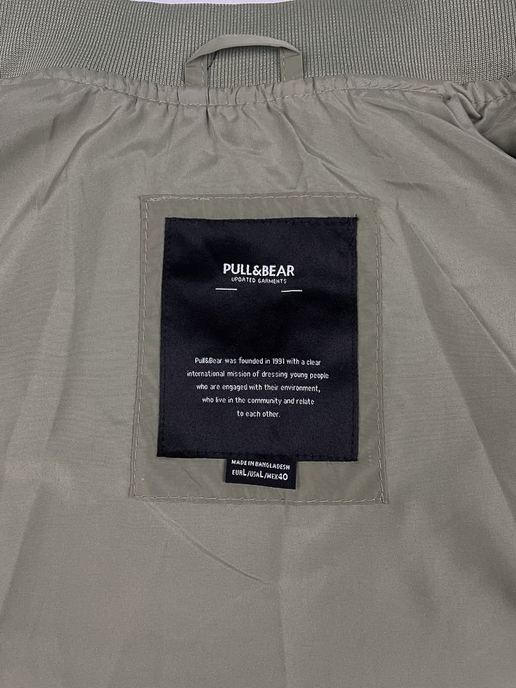 Бомбер Pull&Bear (S / M / L) легкий чоловічий вітровка хакі