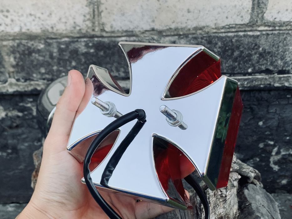 Фара лед хром мотоцикл/ фара Angel Eyes лед/стопсигнал хрест/габарити