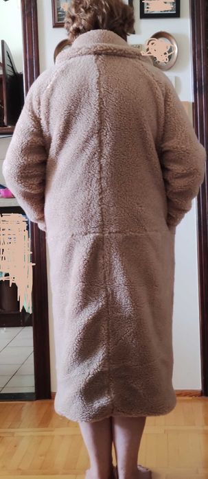 płaszcz futerko w stylu Teddy Bear miś jasny beż rozmiar L  nowy