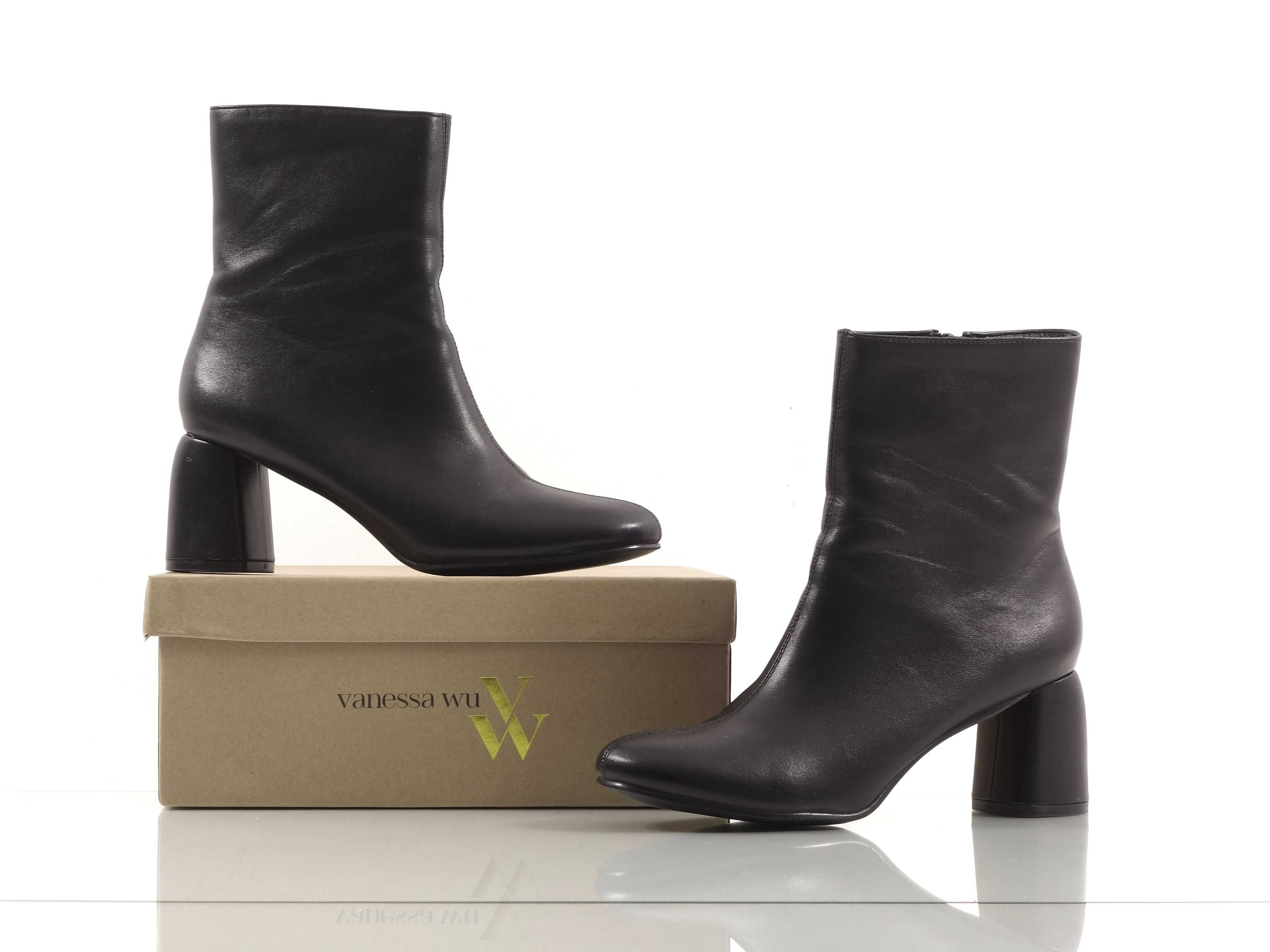 Vanessa Wu BT2328 buty botki damskie skóra ekologiczna na obcasie 39