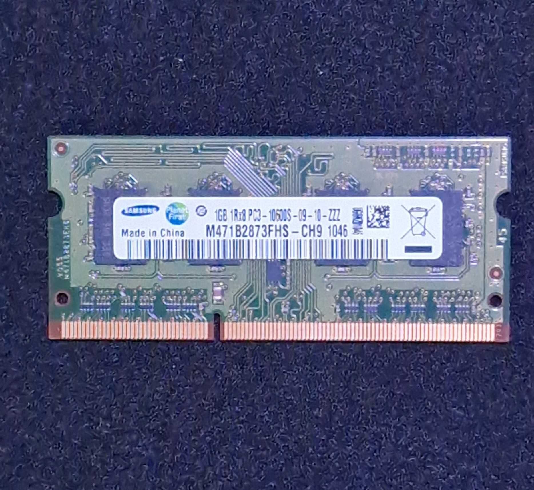 Pamięć RAM SODIMM Samsung do Laptopa 1 GB 1rx8 PC3-10600s-09-10-zzz