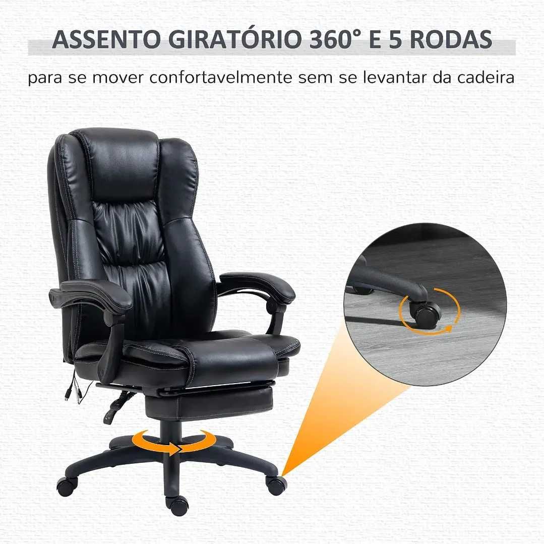 Cadeira relax com Altura Ajustável 6 Pontos de Massagem