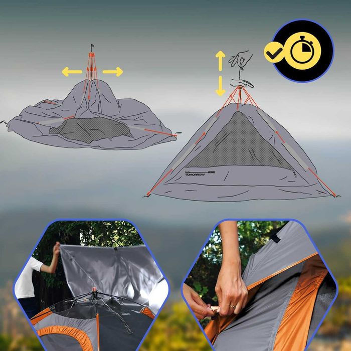 Палатка намет для кемпінгу Lumaland 210х190х110см 2-3 чол