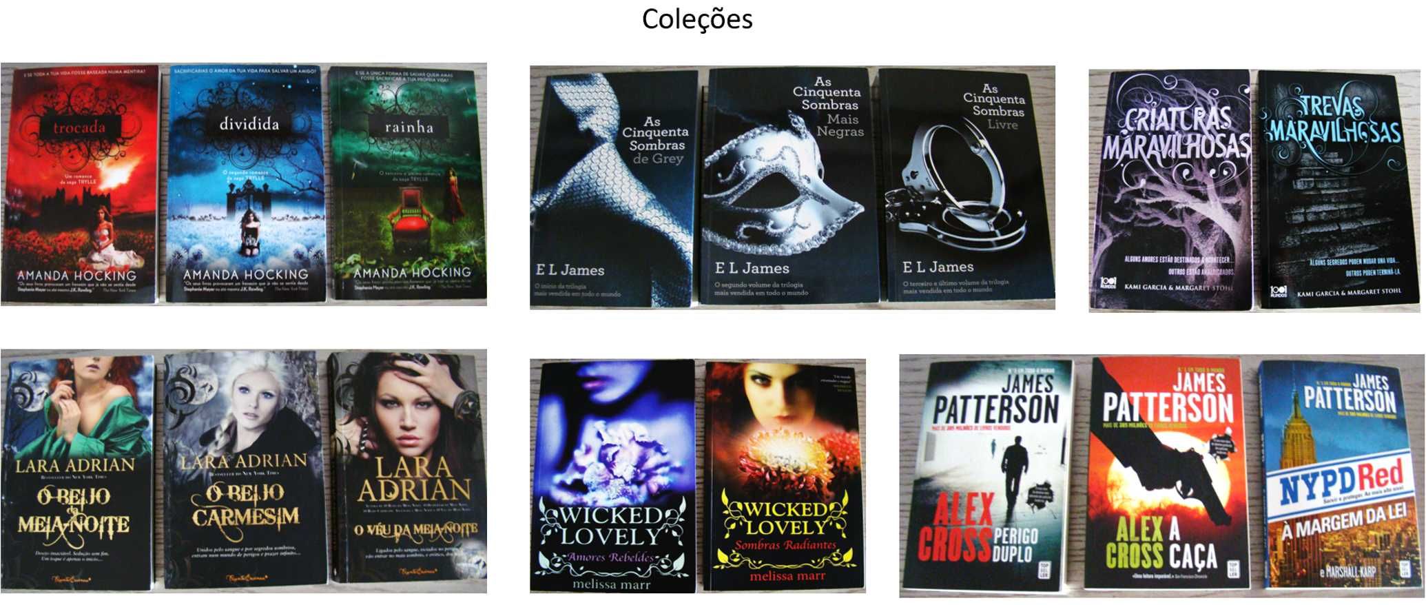 Livros de romance, fantasia, policial e biográficos