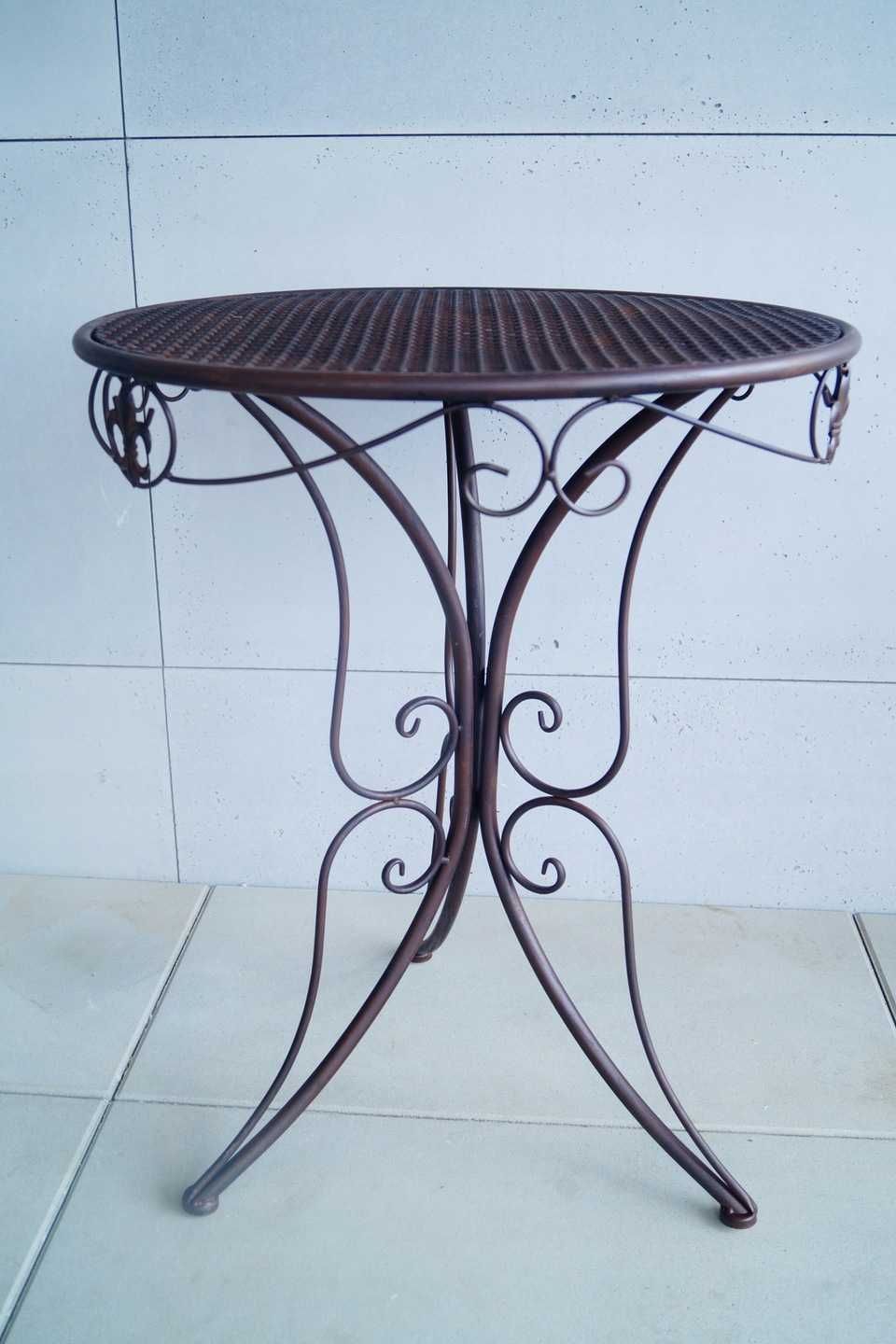 Metalowy stół ogrodowy stolik retro brązowy ogród
