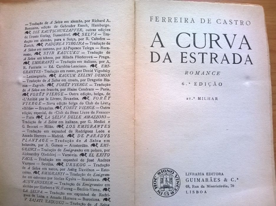 "A Curva da Estrada" - Ferreira de Castro (portes grátis)