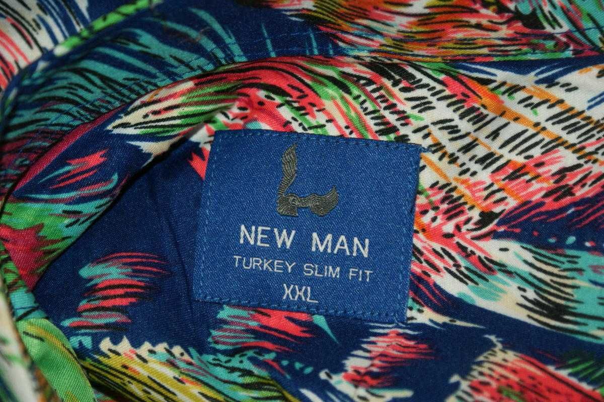 New Man pióra mulitikolor koszula męska gypsy hippie boho L XL
