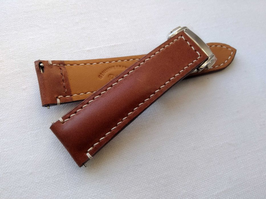 Pasek skórzany do zegarka 20 / 18 mm - motylek typu "Omega "