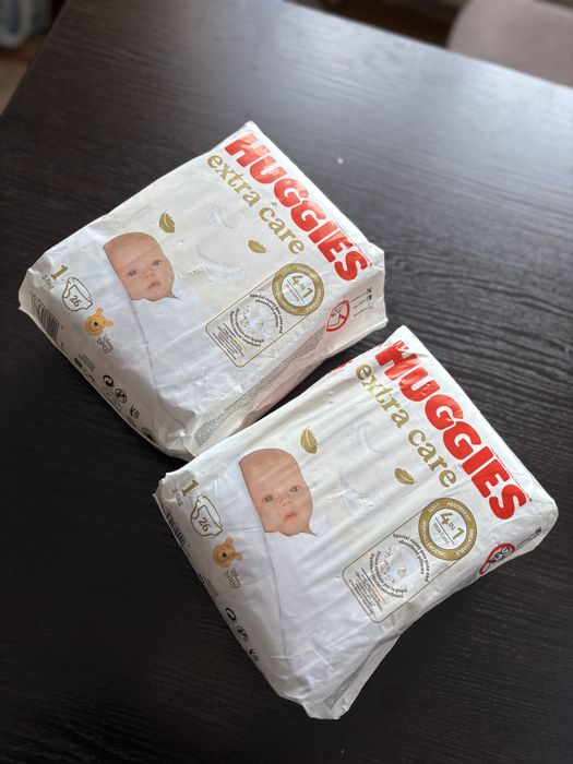 Pampersy Huggies extra care 1 26 sztuk 2 opakowania