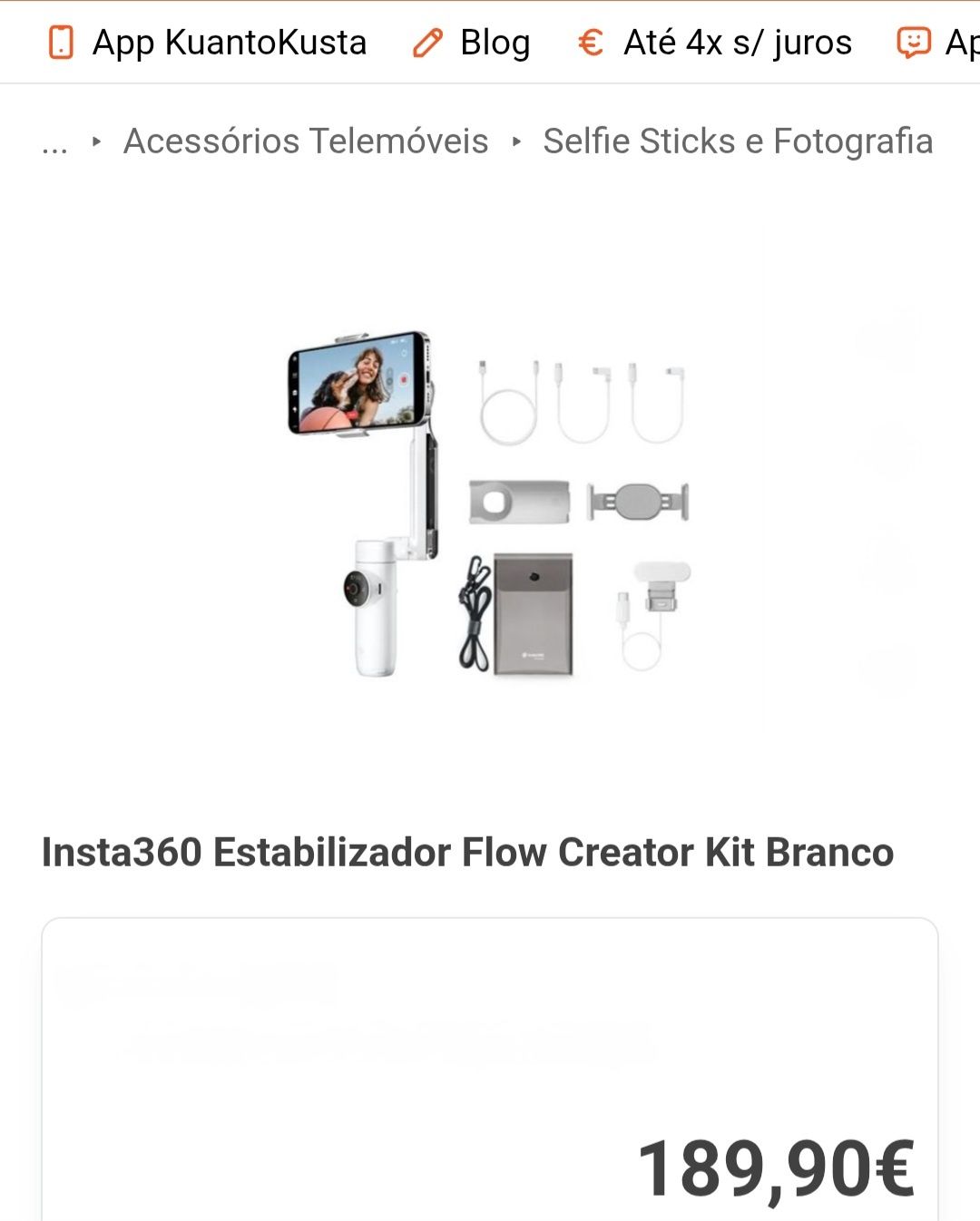 Estabilizador de Smartphone Insta360 Flow Creator Kit  fatura e garant