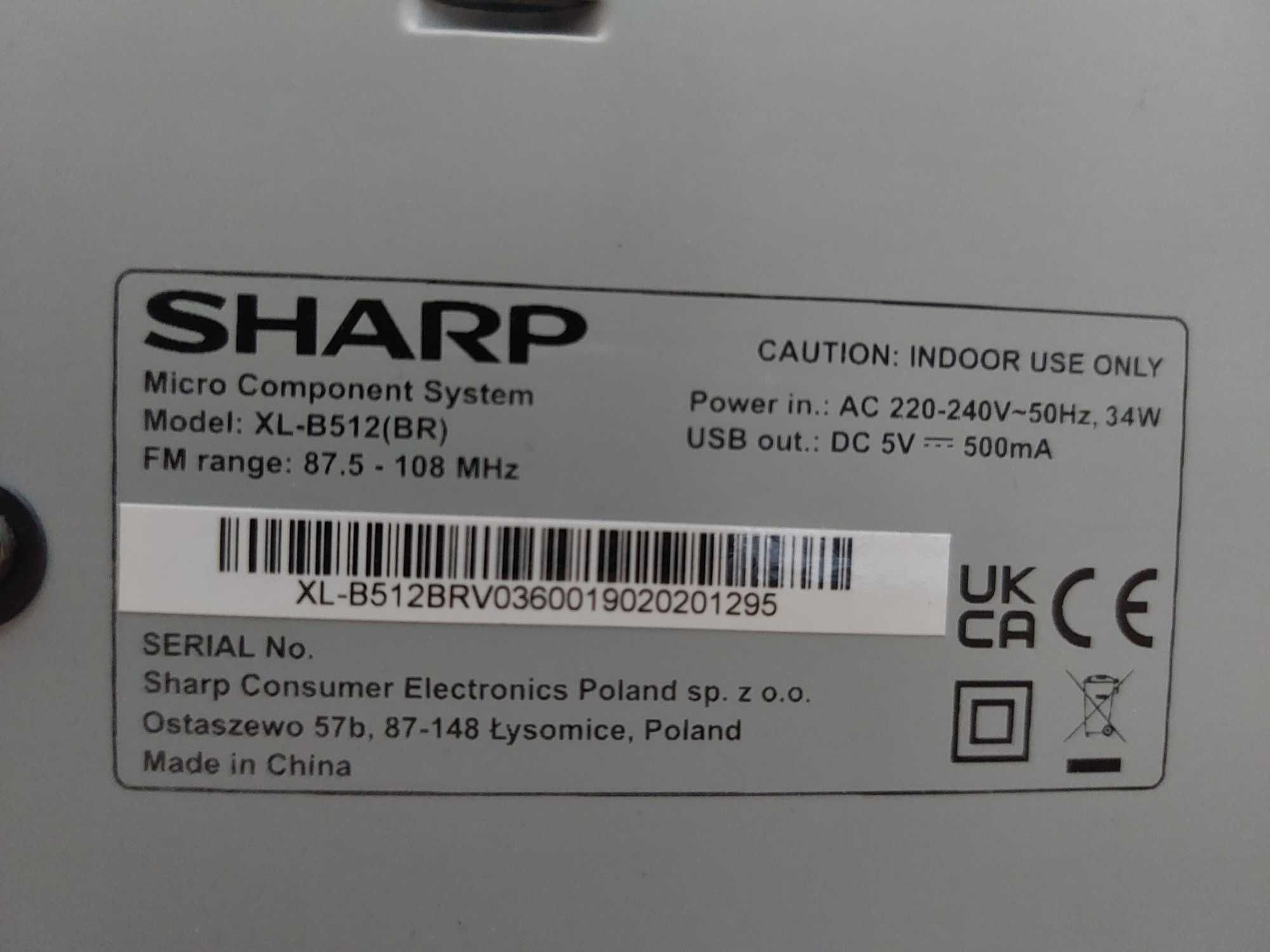 Wieża SHARP XL-B512 Radio CD Bluetooth USB