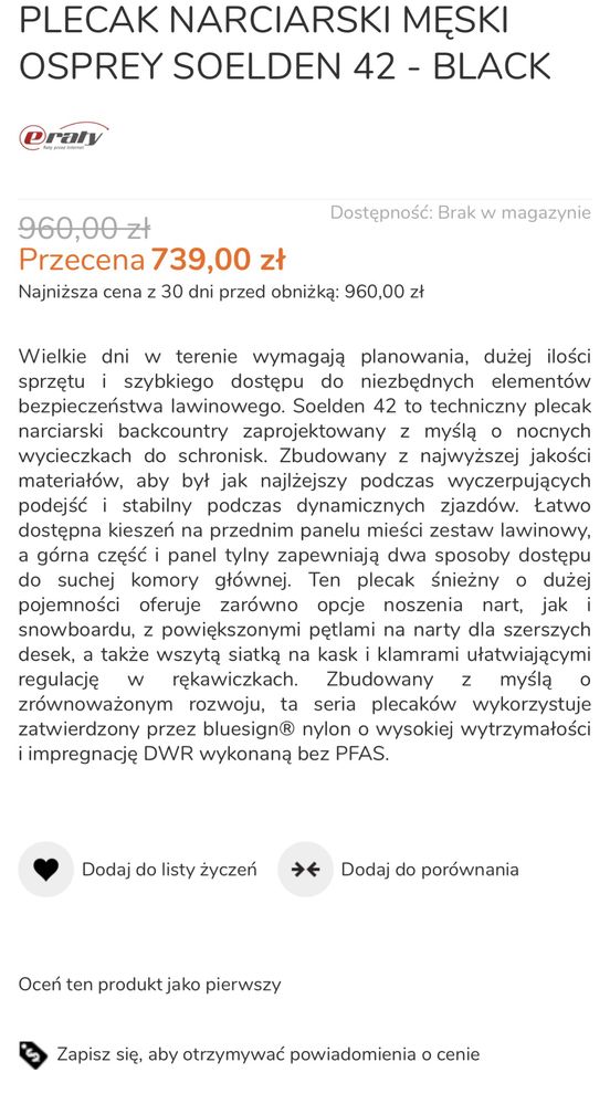 Profesjonalny plecak Osprey nowy oryginał z bajerami