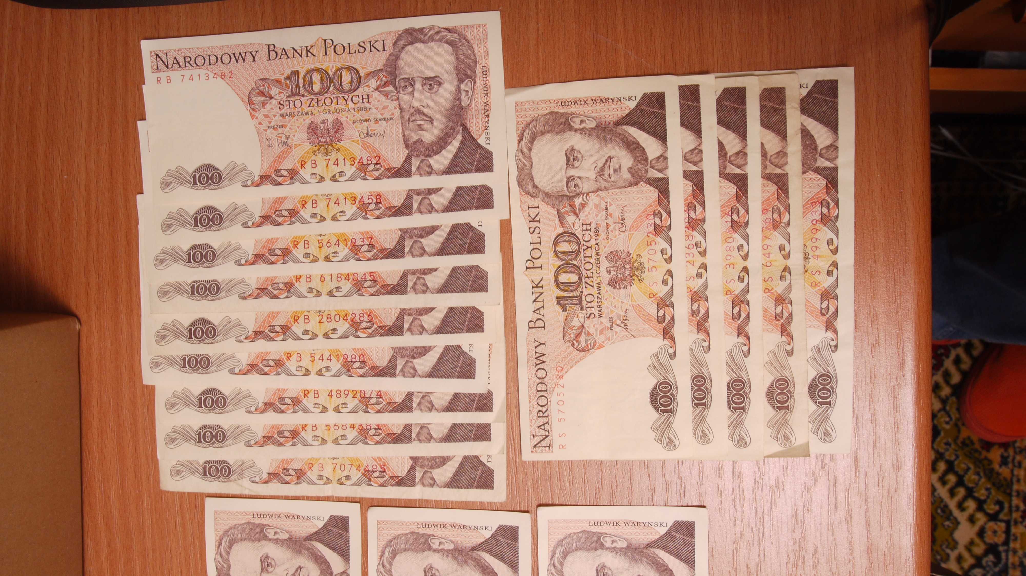 Banknoty 100 zł Waryński 80 sztuk